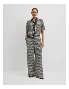 Print Pull On Cupro Pant in Border Geo