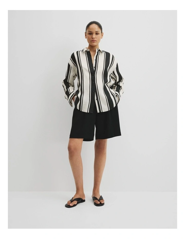 Organically Grown Oversized Linen Shirt in Bold Stripe image 3