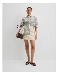 Organically Grown Cotton Stripe Poplin Shirt in Stripe