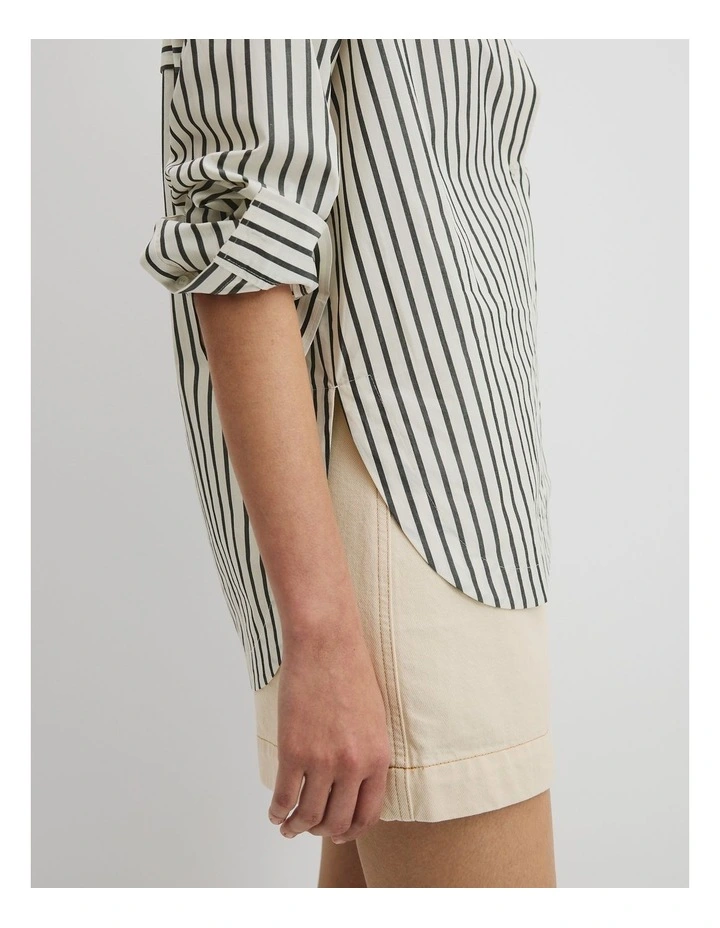 Organically Grown Cotton Stripe Poplin Shirt in Stripe image 2