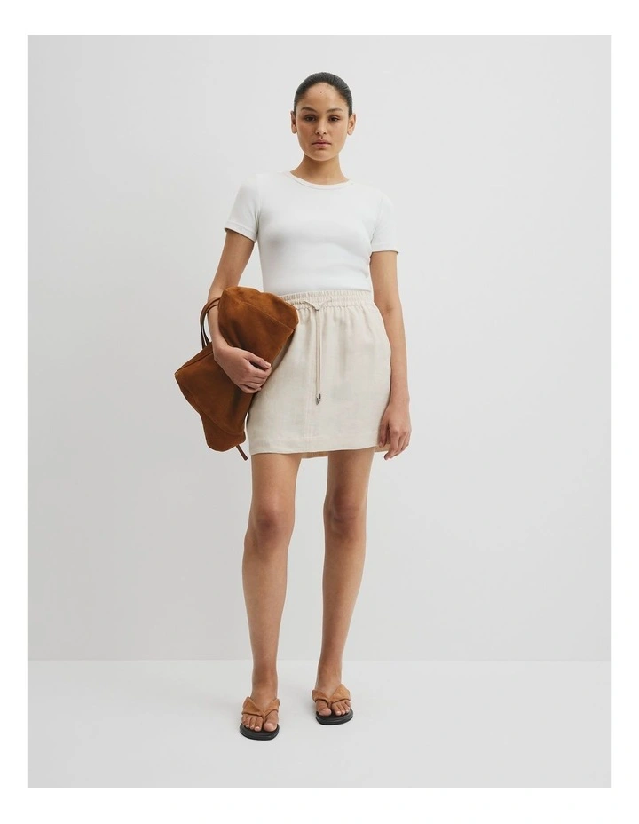 Pull On Linen Skirt in Sand image 1