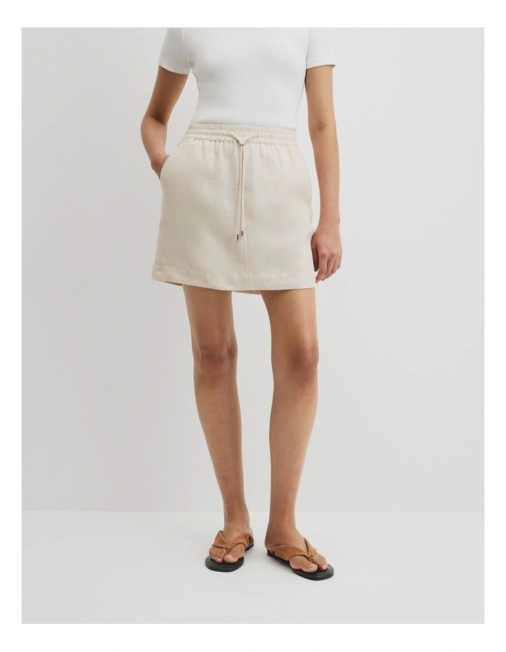 Pull On Linen Skirt in Sand image 2