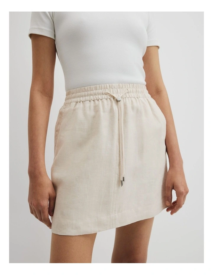 Pull On Linen Skirt in Sand image 3