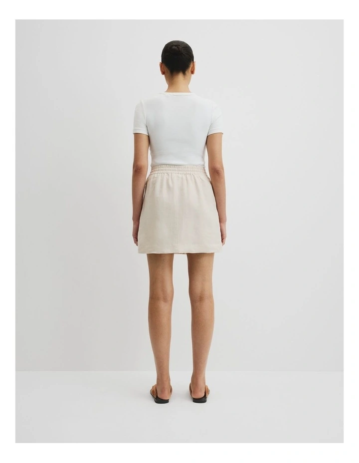 Pull On Linen Skirt in Sand image 4