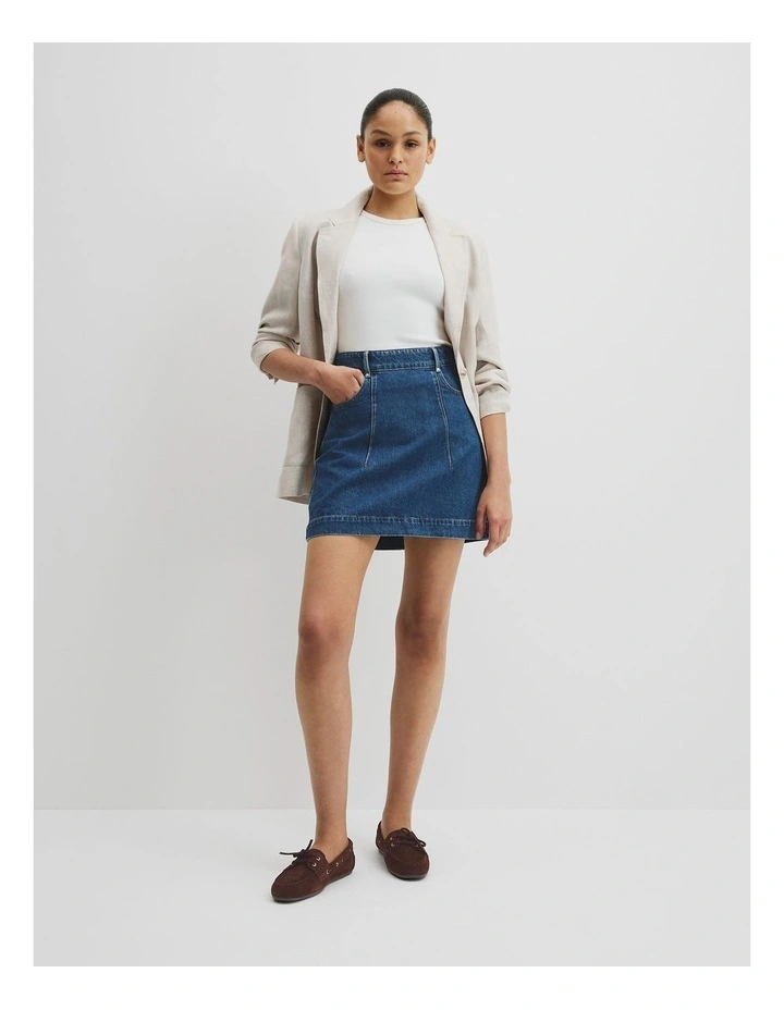 Denim Mini Skirt in Dark Indigo image 1