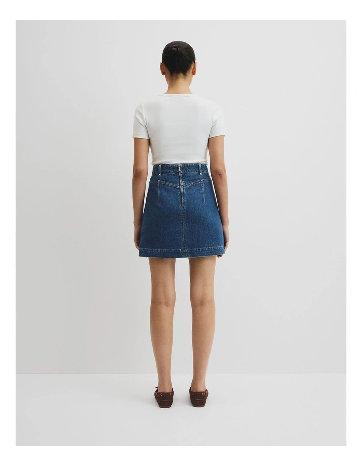 Denim Mini Skirt in Dark Indigo image 4