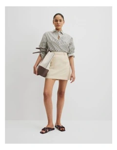 Denim Mini Skirt in Ecru