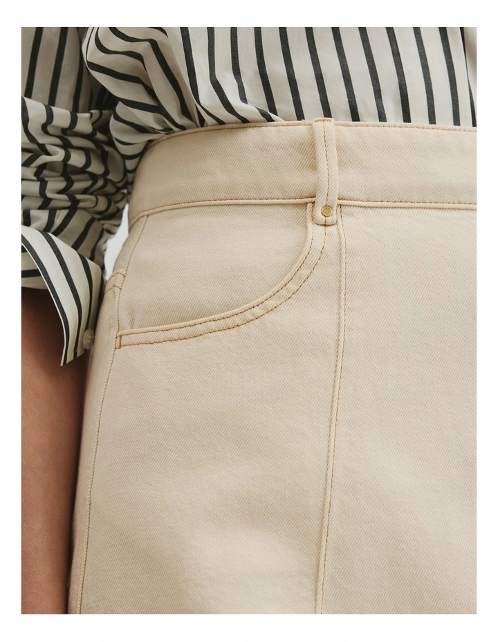 Denim Mini Skirt in Ecru image 3