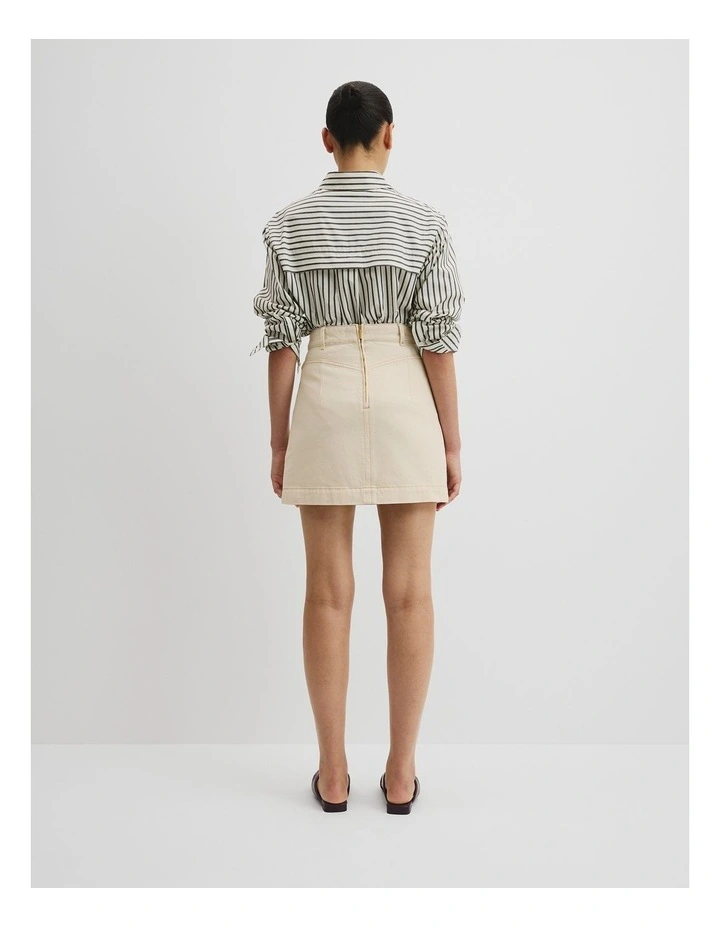Denim Mini Skirt in Ecru image 4