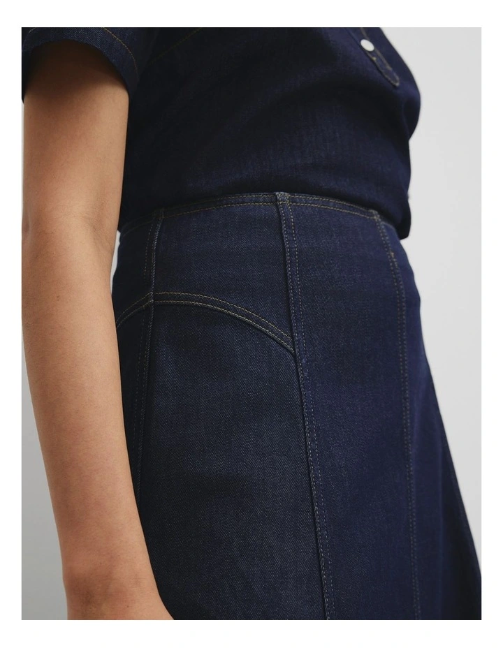 Panel Denim Midi Skirt in Indigo Rinse image 3