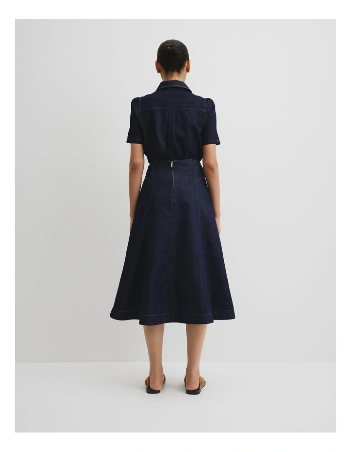 Panel Denim Midi Skirt in Indigo Rinse image 4