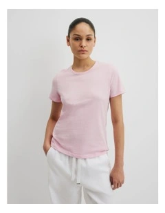 Australian Good Earth Cotton Slub Short Sleeve T-shirt in Floss Pink