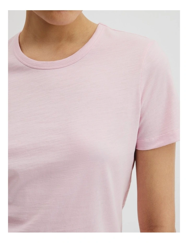 Australian Good Earth Cotton Slub Short Sleeve T-shirt in Floss Pink image 2