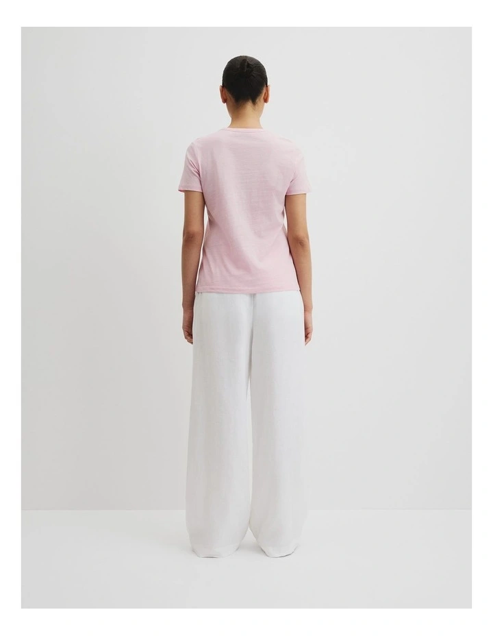 Australian Good Earth Cotton Slub Short Sleeve T-shirt in Floss Pink image 4