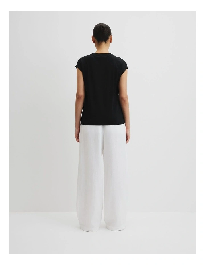 Australian Cotton Crew Neck Slub T-shirt in Black image 4