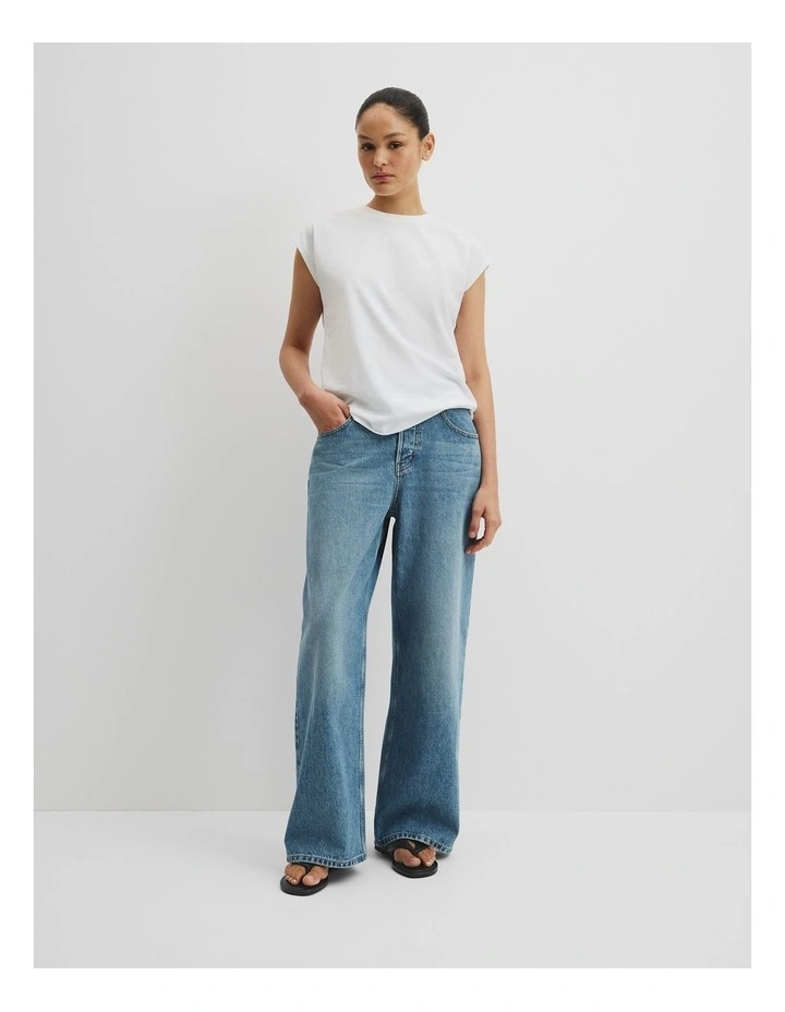 Australian Cotton Crew Neck Slub T-shirt in White image 3