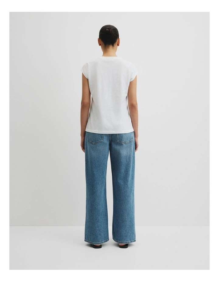 Australian Cotton Crew Neck Slub T-shirt in White image 4