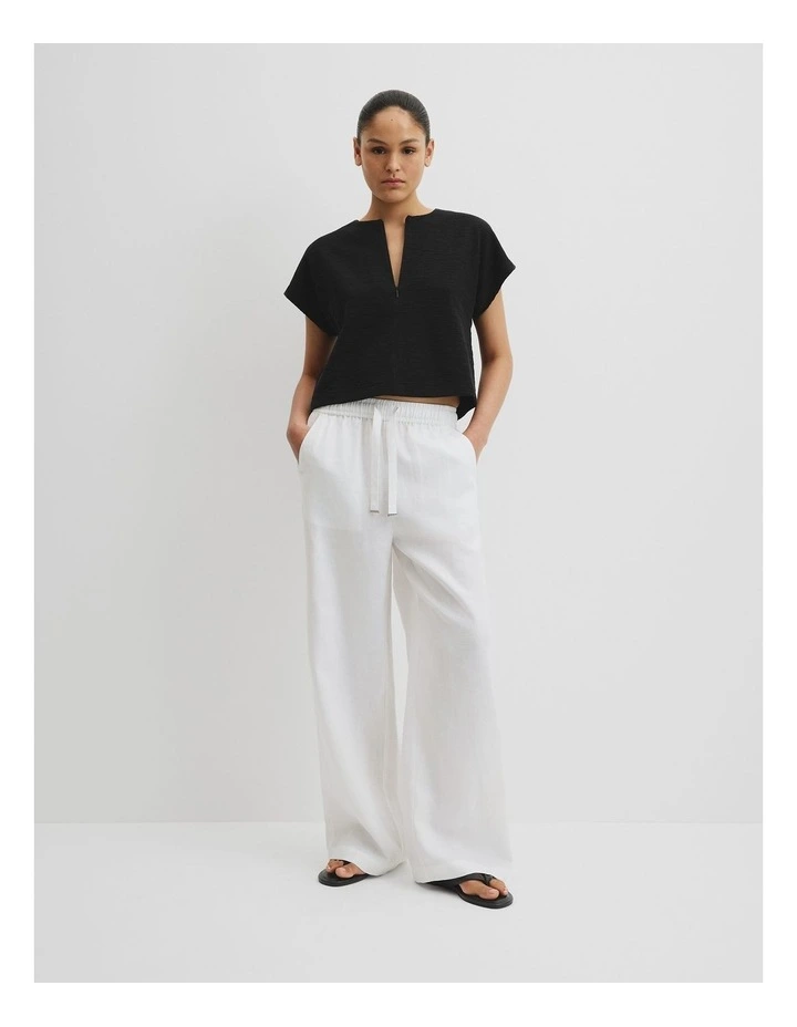 Texture Zip Neck T-shirt in Black image 3