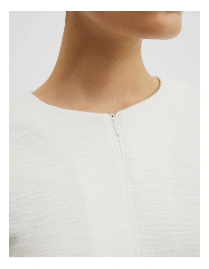 Texture Zip Neck T-shirt in Antique White image 2