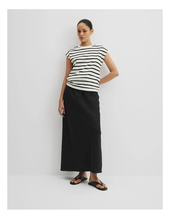 Crew Neck Slub Stripe T-shirt in Black Stripe image 3