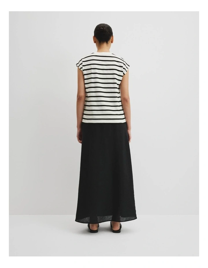 Crew Neck Slub Stripe T-shirt in Black Stripe image 4