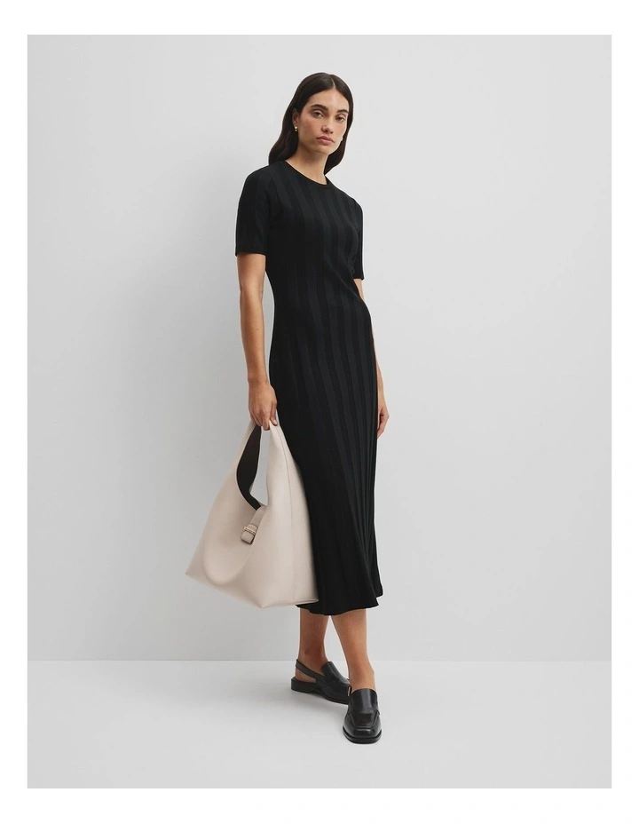 Rib Midi Dress in Black image 1