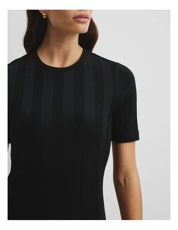 Rib Midi Dress in Black image 2
