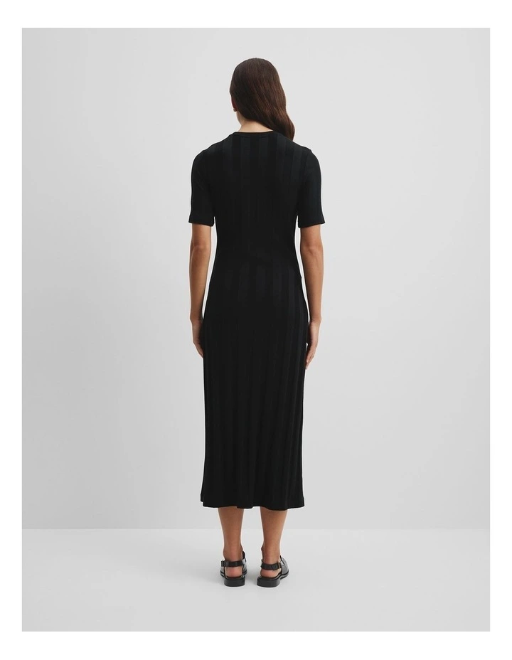 Rib Midi Dress in Black image 4
