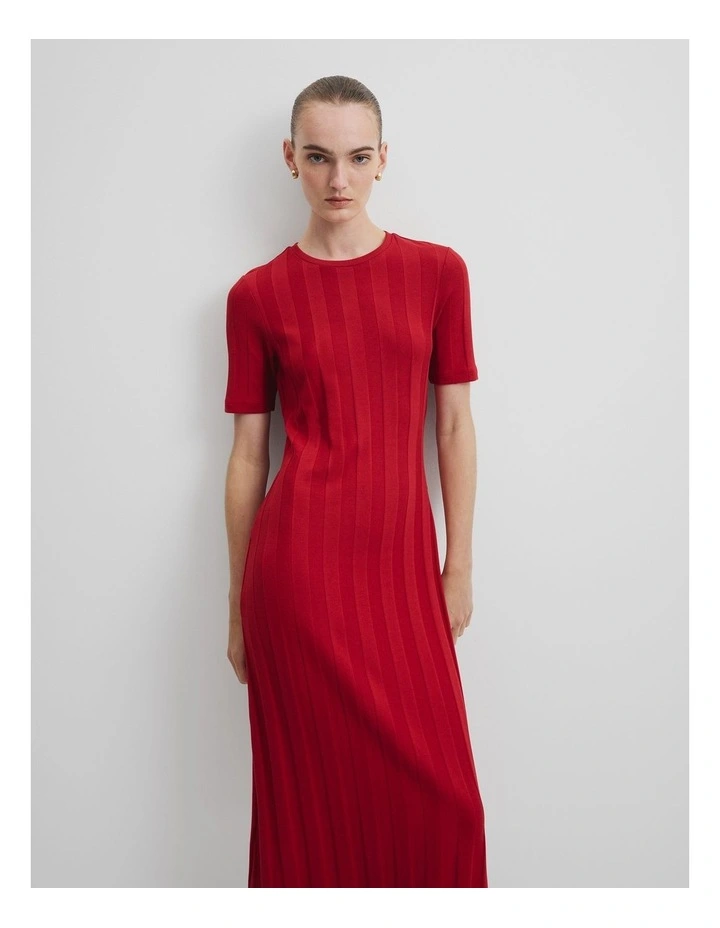 Rib Midi Dress in Garnet image 1