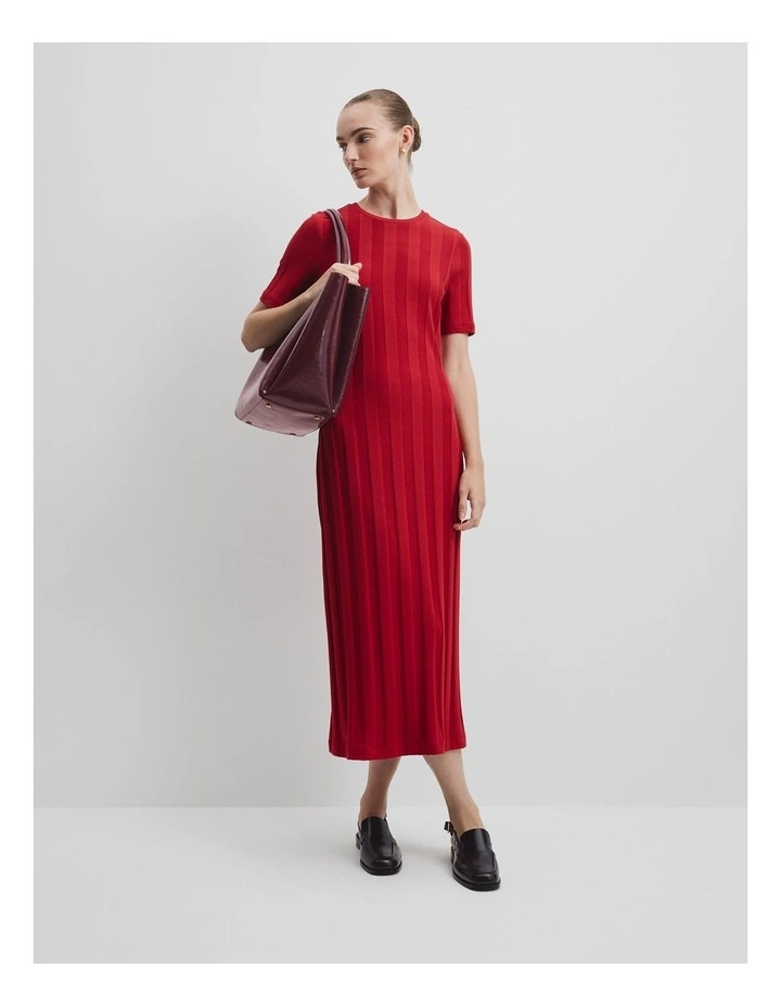 Rib Midi Dress in Garnet image 2