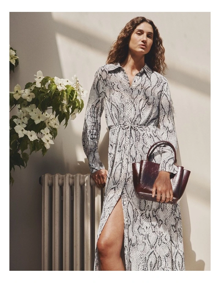Print Shirt Dress in Snake Print image 2