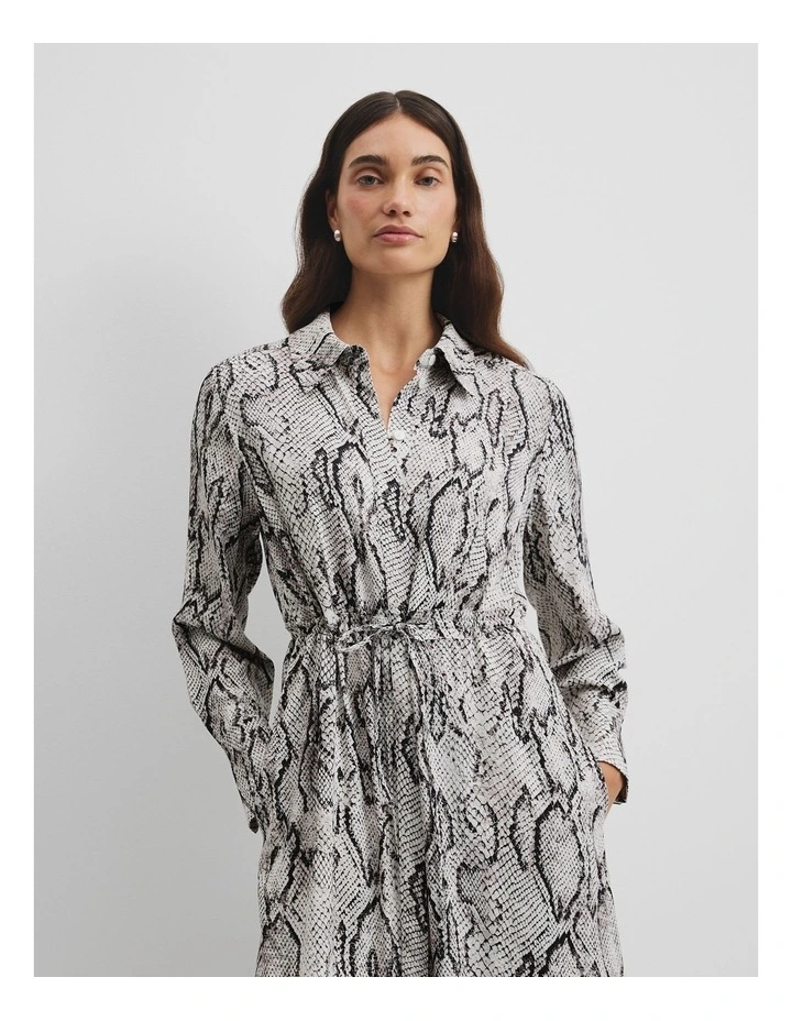 Print Shirt Dress in Snake Print image 3