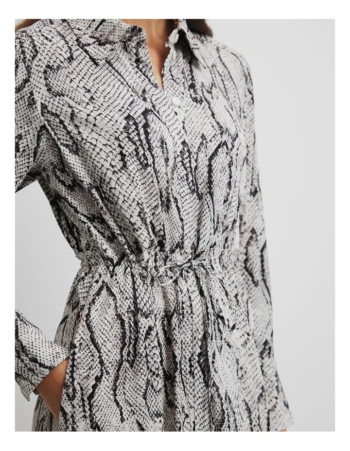 Print Shirt Dress in Snake Print image 4