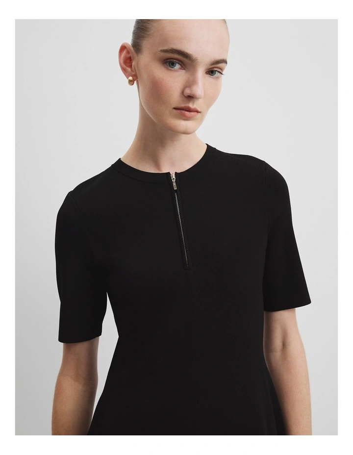 Compact Knit Mini Dress in Black image 2
