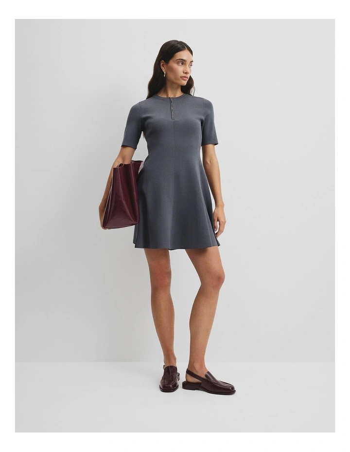 Compact Knit Mini Dress in Grey Marle image 1