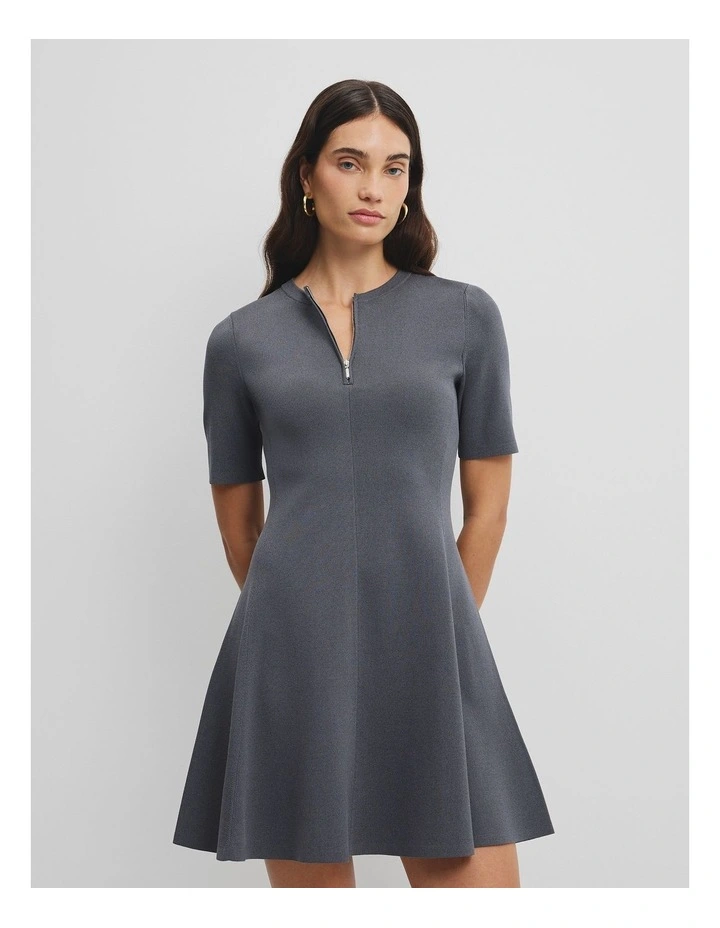 Compact Knit Mini Dress in Grey Marle image 3