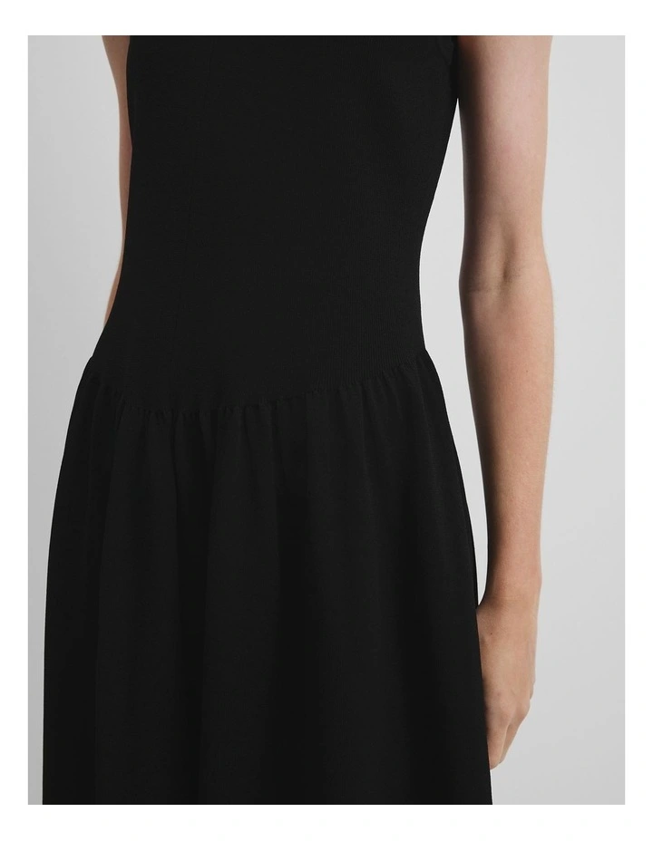 Mix Stitch Knit Dress in Black image 3