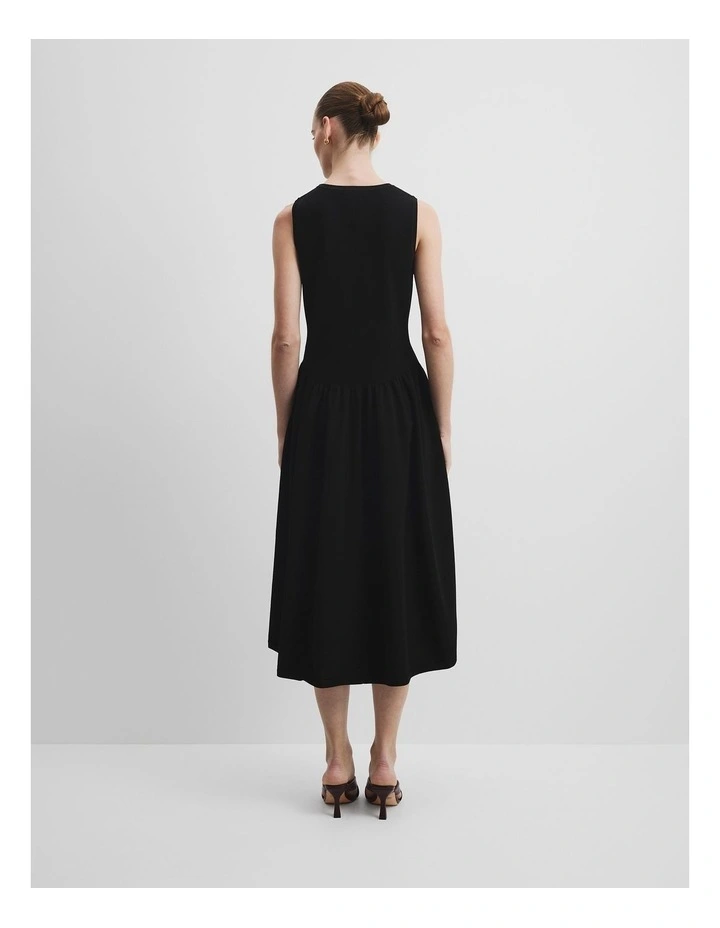 Mix Stitch Knit Dress in Black image 4
