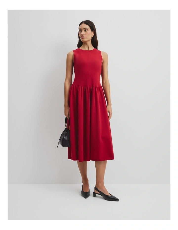 Mix Stitch Knit Dress in Garnet image 1