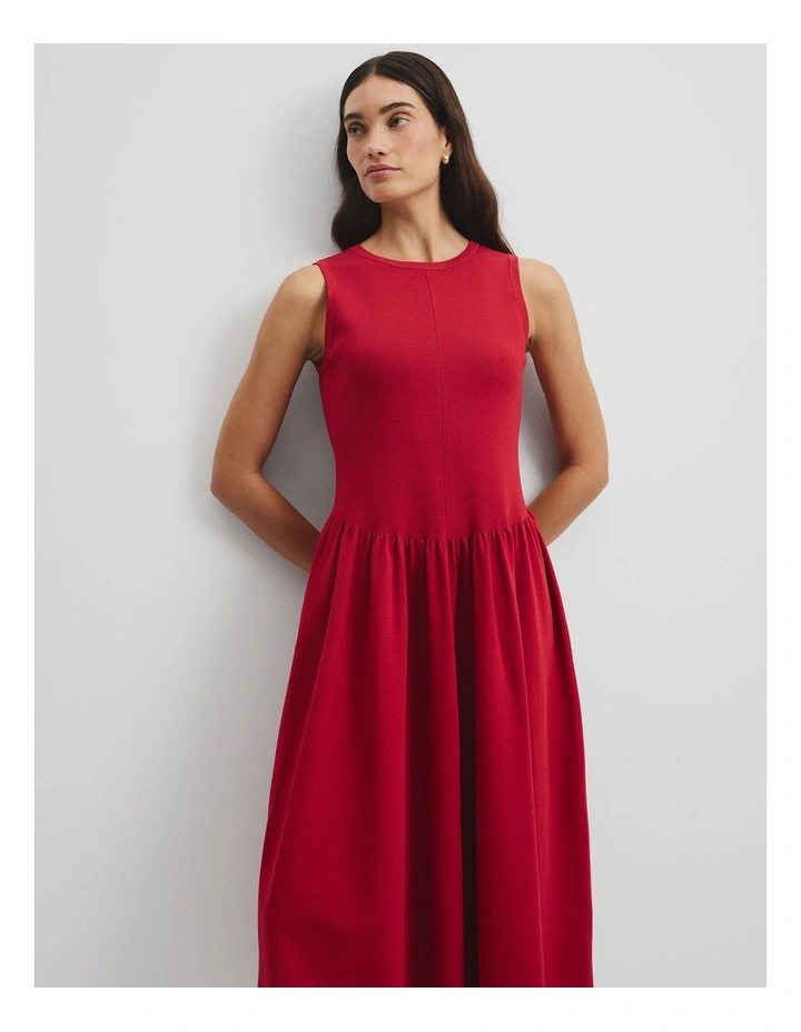 Mix Stitch Knit Dress in Garnet image 2