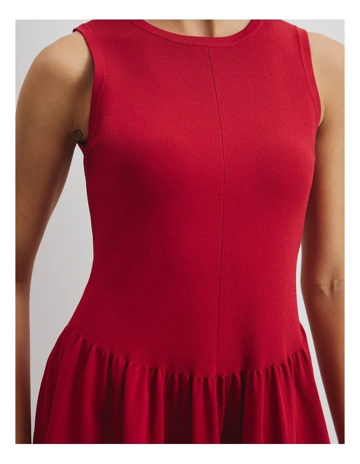 Mix Stitch Knit Dress in Garnet image 3