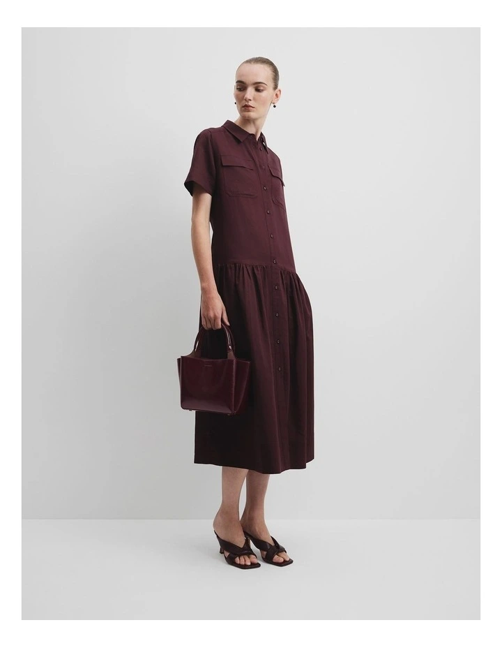 Flared Shirt Dress in Plum image 1