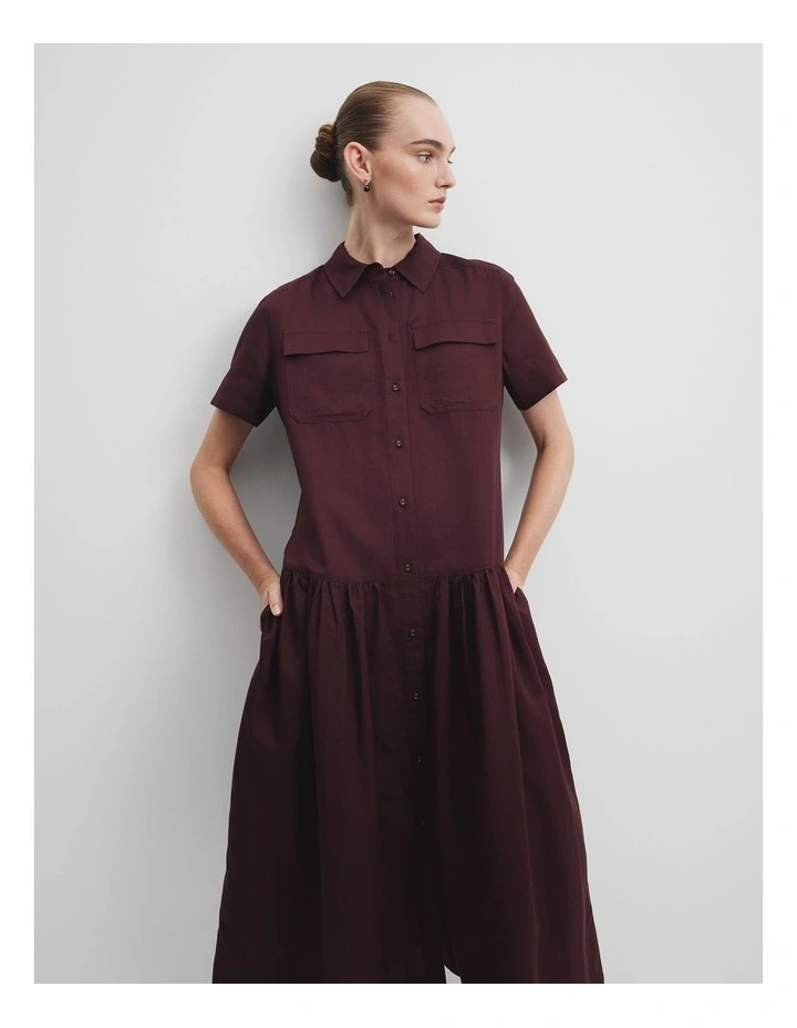 Flared Shirt Dress in Plum image 2