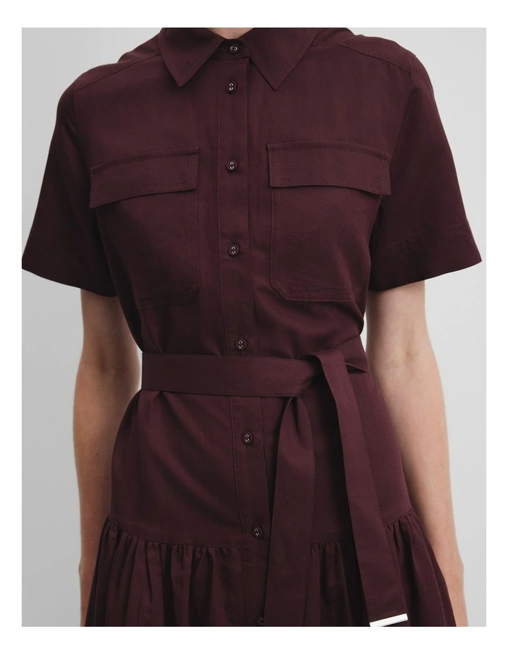 Flared Shirt Dress in Plum image 3