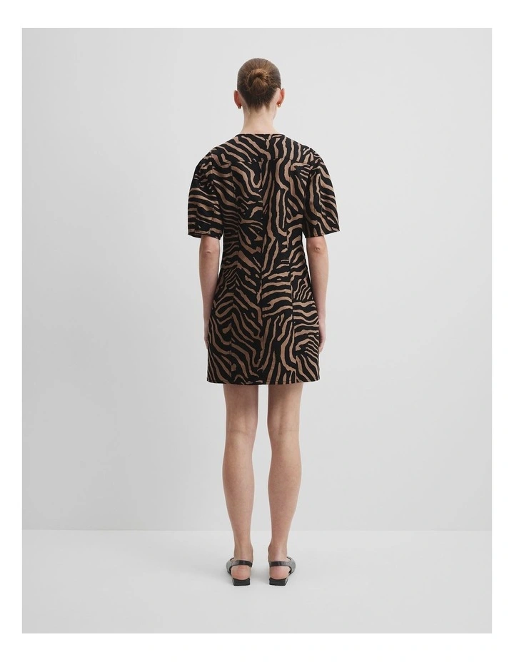 Australian Cotton Blend Print Panelled Mini Dress in Micro Zebra image 4