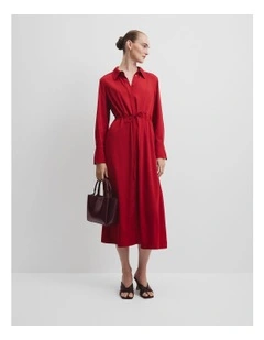 Shirt Dress in Garnet