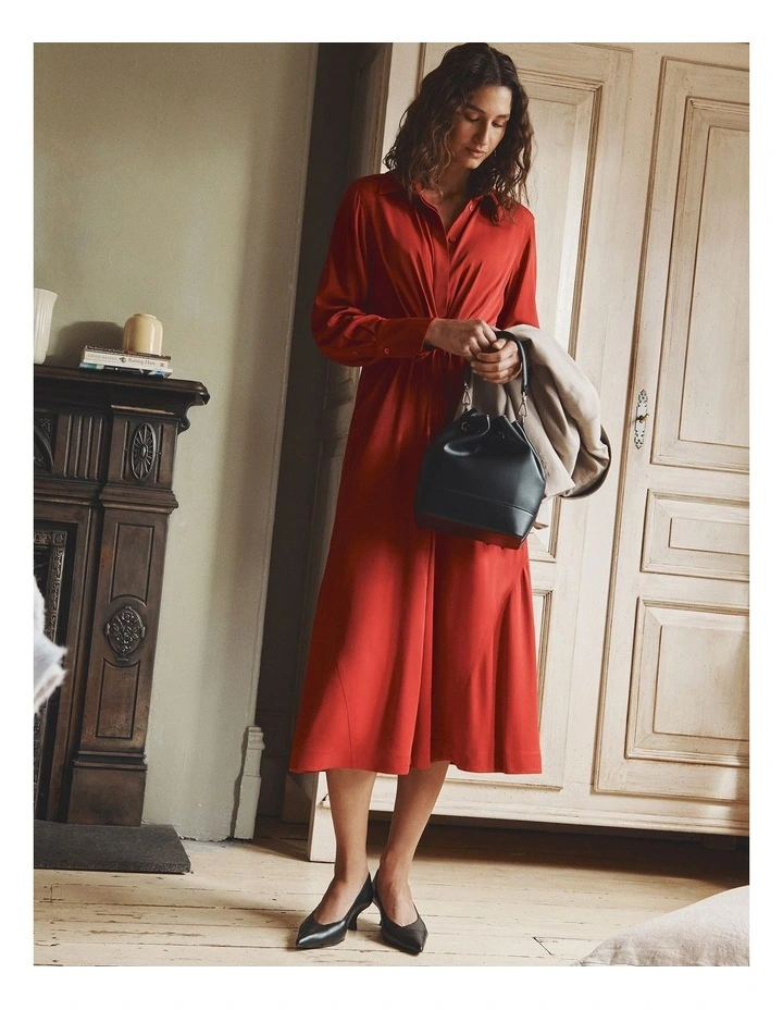 Shirt Dress in Garnet image 2