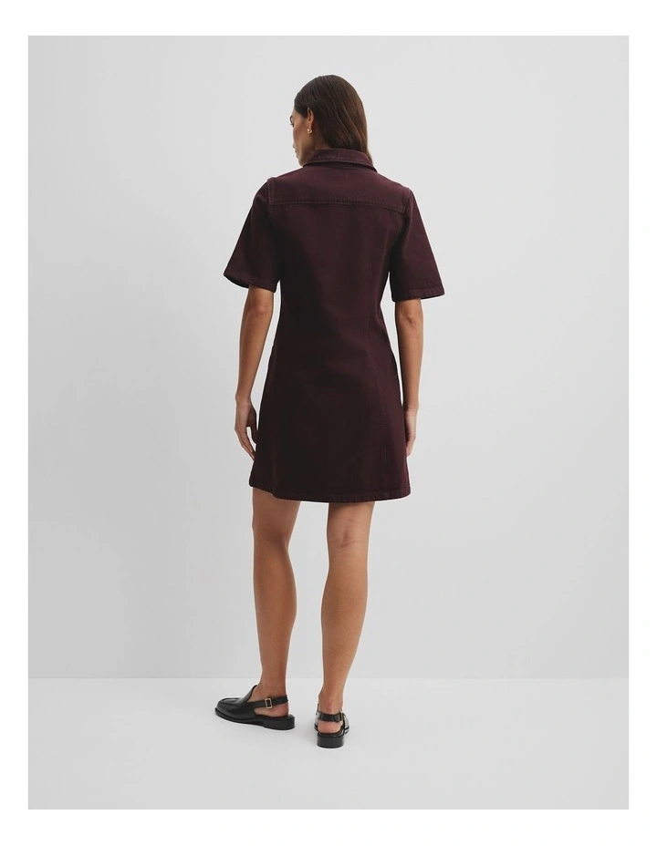 Denim Mini Dress in Plum image 4