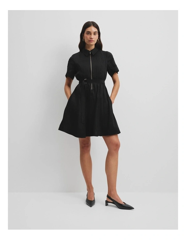 Panelled Mini Dress in Black image 1