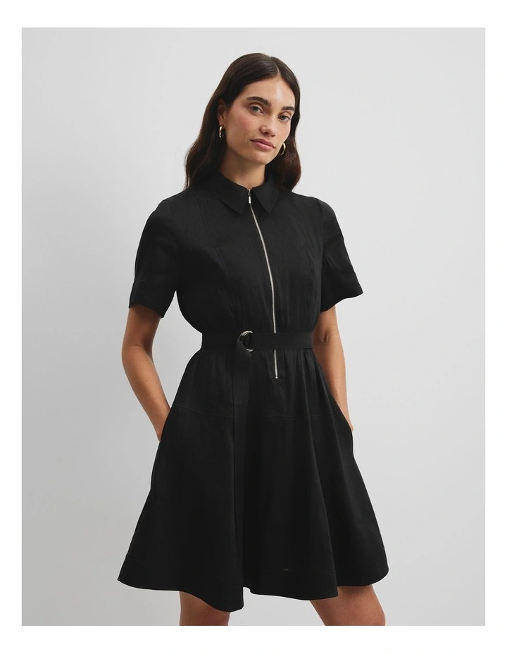 Panelled Mini Dress in Black image 2